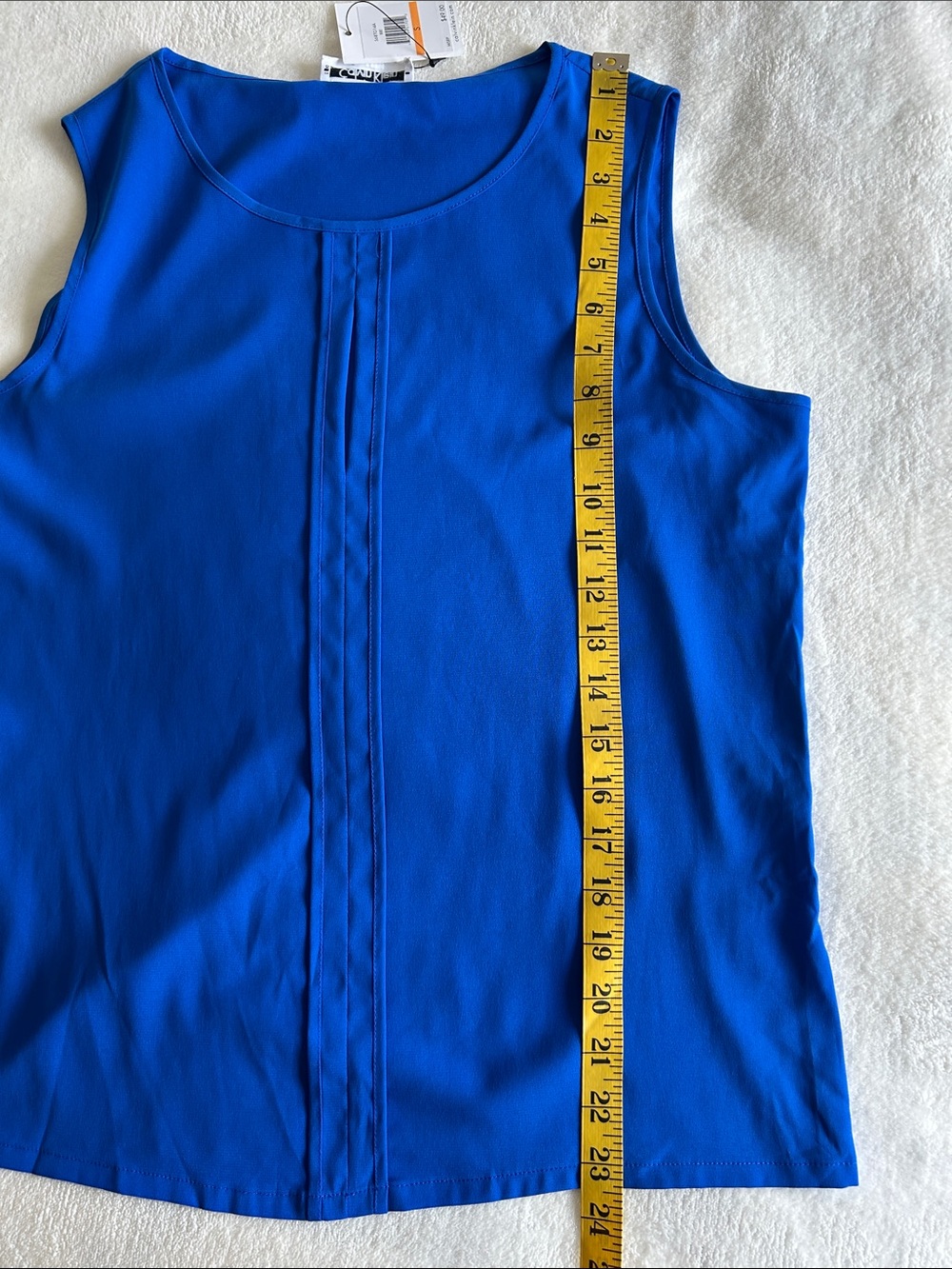 Calvin Klein Bright Blue Sleeveless Pleat-Front Tank Top Size S, NWT - Picture 5 of 8